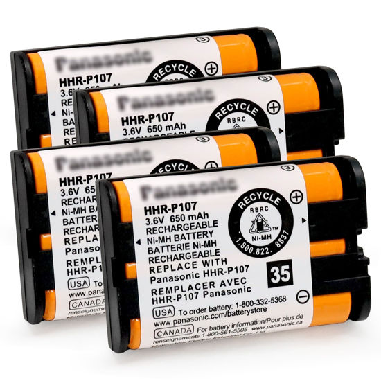 Picture of TrianglePatt 4Pack HHR-P107 NI-MH Rechargeable Battery 3.6V 650mAh for Cordless Phones…