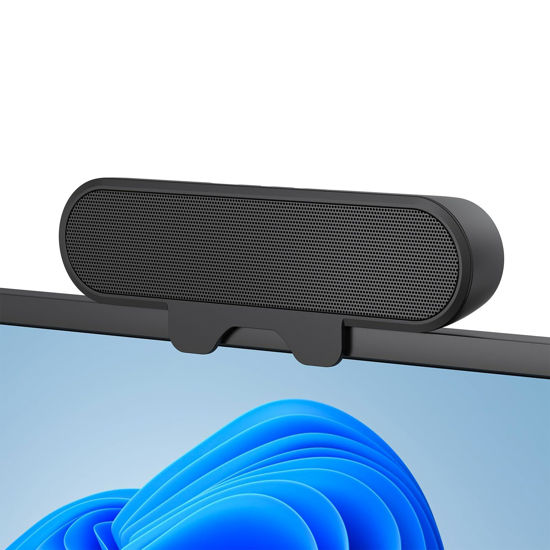 Picture of Inwa Computer Speakers for Desktop PC, USB Monitor Speaker Bar with Clip-On, Wired Desk Speakers with HD Stereo Loud Sound, Laptop Speaker Mini Sound Bar, Easily Clamps to Monitor