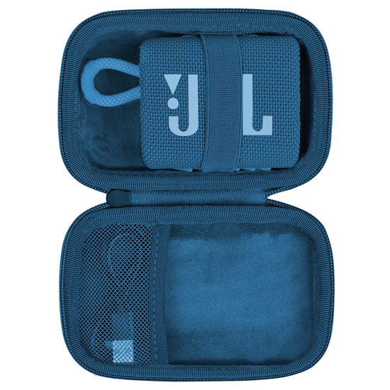 Picture of co2CREA Hard Carrying Case Replacement for JBL Go 4 Go3 Go 3 Eco Portable Speaker (Black Case + Inside Blue)