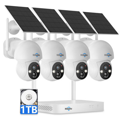 Picture of Hiseeu Solar Camera Wireless Outdoor, Home Security Camera System, 2.4G & 5G WiFi, Solar-Powered 4MP 4 Cam-Kit, Color Night Vision, 360° View, Pan & Tilt, 1TB HDD Local Recording, No Subscription
