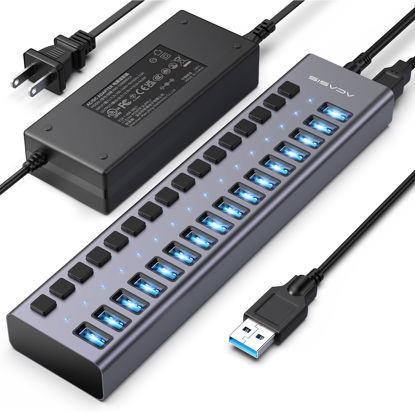 Picture of Powered USB 3.1 Hub, ACASIS 16 Ports USB 3.1 Hub with 10Gbps Data Speed，Aluminum Housing, USB Hub Powered with 96W Power Adapter, USB Hub for PC/Laptop, Computer, Flash Drive, Printer, Camera