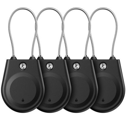 Picture of for Apple AirTag Holder, Airtag Lock Case with Wire Cable, IPX8 Waterproof, for Luggage, Key Ring Key Chain Luggage tag Backpack (4 Pack)