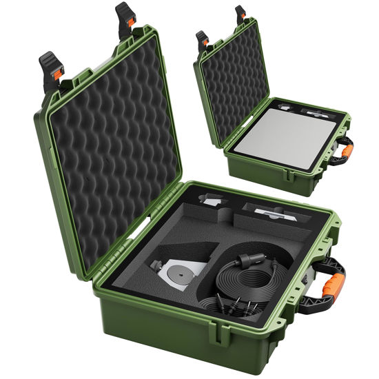 Picture of EAZUSE Starlink Mini Case, Hard Waterproof Travel Case for Mini Starlink with Molded Foam for Mini Accessories, Lockable Storage Bag Green