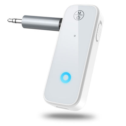 Picture of KeeKit Bluetooth 5.0 Receiver, AUX Bluetooth Adapter for Car, Home Stereo, Long Battery Life, Supports Hands Free Calls for Car, Headphones, Speakers-White