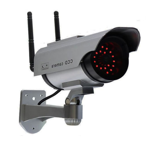 Picture of Full Red LED Lights Dummy Cameras Solar Panel Scary CCTV Dog Deters Intruder Away Home Garden Warehouse Monitor Imitation Security Bullying Purpose