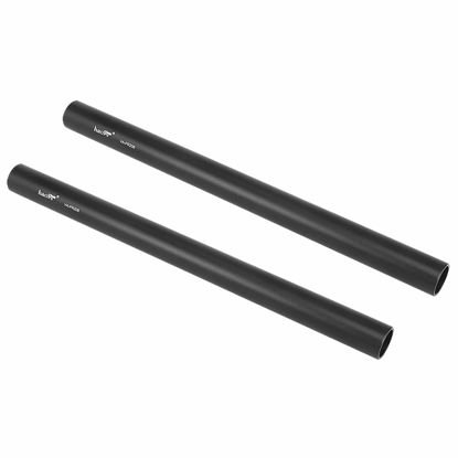 Picture of Haoge VA-PR20B 20cm (7.9 Inch) Long Aluminum Alloy Rod 15mm Rods with M12 Thread for Camera Rail Support System Rig Shoulder Pads Monitor Mount Rod Clamp Base Mattebox Follow Focus Black, Pack of 2