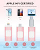 Picture of Apple MFi Certified 128GB Flash Drive for iPhone Thumb Drive Photo Stick, USB Memory Stick iPhone Flash Drive for Photos Videos, High Speed Jump Drive Compatible for iPhone/iPad/Android/PC (Pink)