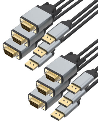 Picture of Foboiu DisplayPort to VGA Cables 6 Feet 6 Pack VGA to Displayport Adapter DP to VGA Male to Male Gold-Plated Aluminium for Computer, Monitor, TV, Projector Compatible with Lenovo, Dell, HP and ASUS