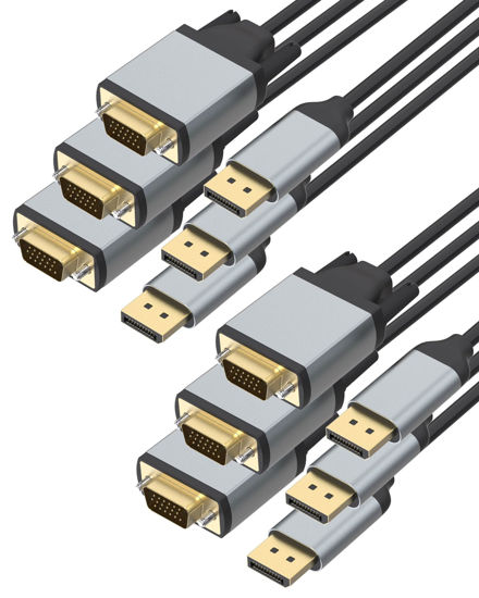 Picture of Foboiu DisplayPort to VGA Cables 6 Feet 6 Pack VGA to Displayport Adapter DP to VGA Male to Male Gold-Plated Aluminium for Computer, Monitor, TV, Projector Compatible with Lenovo, Dell, HP and ASUS
