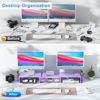 Picture of gianotter Dual Monitor Stand Riser, Desk Organizer With Drawer and 2 Pen Holders, Desk Accessories & Workspace Organizers, Monitor Stand for Desk, Office Decor Essentials (Purple)