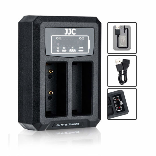 Picture of NP-W126 NP-W126S Battery Charger Dual Charger Built-in USB Cable for Fujifilm X100VI X-T50 X-T30 II X-S10 X-PRO3 X-Pro2 X-Pro1 X-T30 X-T20 X-T10 X-T3 X-T2 X100V X100F X-E4 X-E3 X-E2 X-E1 X-A5 X-A3