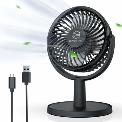 Picture of Mini Desk Fan, USB Powered Desktop Fan with 4 Speeds, Small but Powerful Strong Airflow Work Quiet, 310° Adjustment, Portable Personal Air Circulator Fan for DesktopTable Office Bedroom-Black