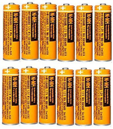 Picture of EOCIK 12 Pack HHR-55AAABU NI-MH Rechargeable Battery for Panasonic 1.2V 550mAh AAA Battery for Cordless Phones