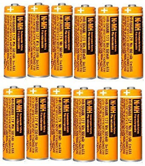 Picture of EOCIK 12 Pack HHR-55AAABU NI-MH Rechargeable Battery for Panasonic 1.2V 550mAh AAA Battery for Cordless Phones