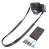 Picture of CANPIS CP008 Leather Camera Shoulder Neck Strap compatible with Canon Nikon Leica Fuji Sony Olympus etc. Black Color, Adjustable Length, Slim with Flocking Comfortable Pad