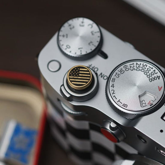 Picture of Soft Release Button for Fujifilm X100V, X100F, X100T, Xpro3 & Xpro2, X-T3, X-T2, X-E3, X-E2s, X-E2, X-T30, X-T20 (Brass and Silver)