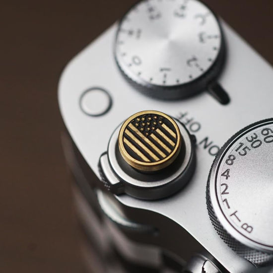 Picture of Soft Release Button for Fujifilm X100V, X100F, X100T, Xpro3 & Xpro2, X-T3, X-T2, X-E3, X-E2s, X-E2, X-T30, X-T20 (Brass)