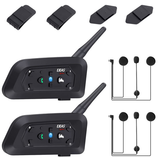 Picture of GaiRen V6 Pro Motorcycle Helmet Bluetooth Intercom Headset 1200M 2 People Full Duplex Wireless Motorbike Interphone Connect Up to 6 Riders for Motorcycling Skiing and Climbing (2 Pack)