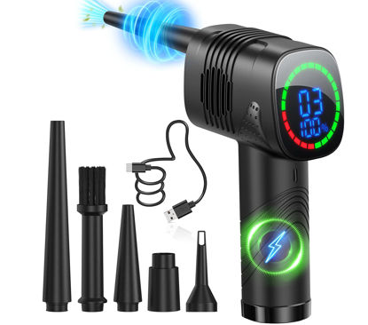 Picture of Sweepulire Compressed Air Duster, 𝟮𝟬𝟮𝟯 𝙉𝙚𝙬 𝙀𝙡𝙚𝙘𝙩𝙧𝙞𝙘 𝘼𝙞𝙧 𝘿𝙪𝙨𝙩𝙚𝙧 with Brushless Motor, LED Display, Keyboard Cleaner with 3 Speeds, Cordless Air Blower for Computer, Car