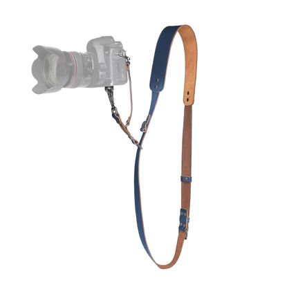 Picture of Padwa Lifestyle Blue Single Camera Harness Strap for One Camera - Professional Single Full Grain Leather Camera Harness,Quick Release Gear DSLR Camera Straps for Photographers
