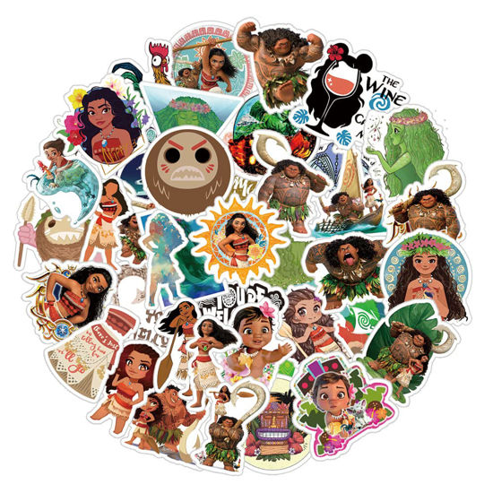Picture of 52Pcs Moana Stickers，Cartoon Aesthetic Vinyl Waterproof Sticker Decals for Water Bottle, Laptop, Phone, Scrapbook, Journaling for Kids Toddlers Teens Girls Adults Birthday Party Supplies Favors…