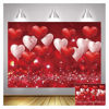 Picture of Red Hearts Balloons Love Valentine's Day Theme Photography Backdrops 7x5ft Wedding Anniversary Wedding Bridal Shower Mother's Day Photo Background Couple Studio Portrait Pictures Shoot Props Vinyl