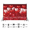 Picture of Red Hearts Balloons Love Valentine's Day Theme Photography Backdrops 7x5ft Wedding Anniversary Wedding Bridal Shower Mother's Day Photo Background Couple Studio Portrait Pictures Shoot Props Vinyl