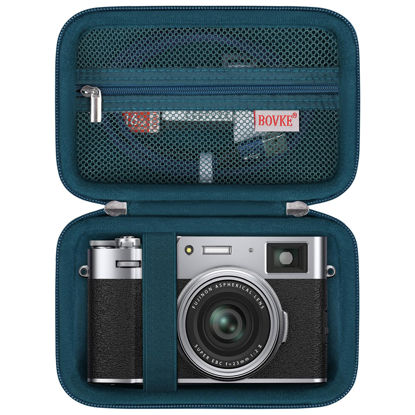 Picture of BOVKE Carrying Case Compatible with Fujifilm X100VI / X100V Digital Camera, Extra Mesh Pocket for Charging Cables, Blue