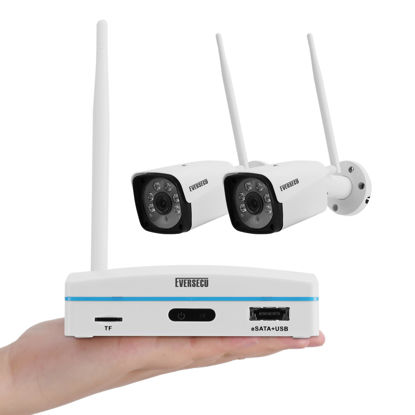Picture of Expandable 8CH Mini NVR & Security Cameras System-2pcs 2K Outdoor Cameras & 1pcs 8CH Wifi NVR Kit, Face capture/Record&Playback, Intrusion Detection, SD Card or External HDD For Recording, Remote View