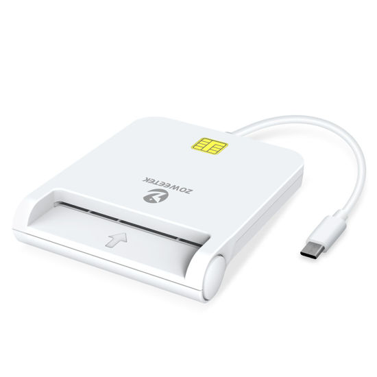 Picture of ZOWEETEK CAC Reader Military, USB C CAC Reader, CAC Reader for Mac OS/Windows/Linux, Compatible with Military Common Access Card (White)