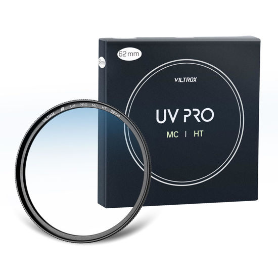 Picture of VILTROX 62mm MC UV Protection Filter 18 Multi-Layer Coatings UHD Camera Lens UV Filter, Ultra Hard Coating, Nano Coating, Hydrophobic, Scratch Resistant Ultra-Slim UV Filter for 62mm Camera Lens