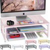 Picture of gianotter 2-Tier Metal Monitor Stand Riser, Desk Accessories & Workspace Desk Organizers, Office Desk Storage Organizer for Office Supplies (Pink)