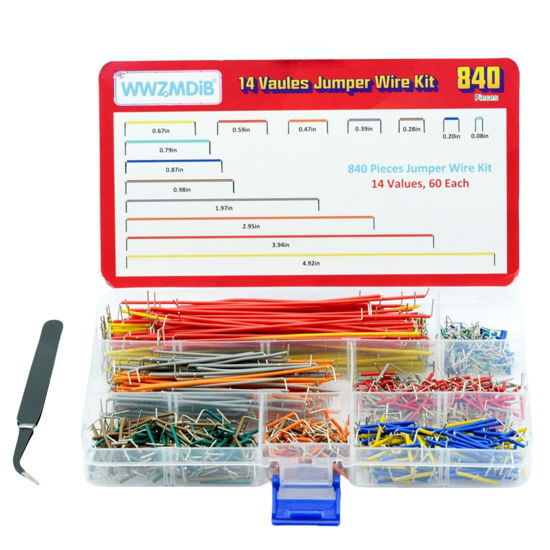 Picture of WWZMDiB 840 Pin Breadboard Jumper Wires Kit 14 Vaules 2-125mm