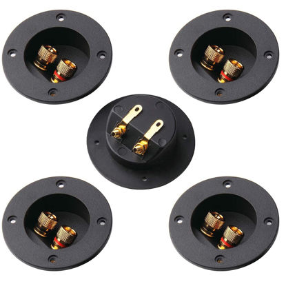 Picture of Arroyner 5Pcs 3-Inch Speaker Box Terminal Cup DIY 2-Way Speaker Box Terminal Binding Post Round Spring Cup Connector