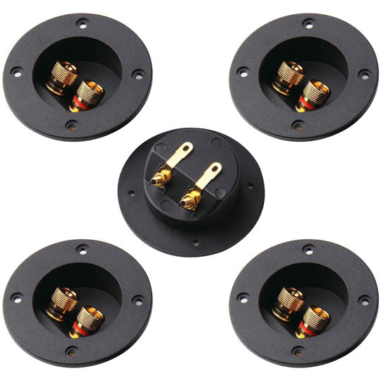 Picture of Arroyner 5Pcs 3-Inch Speaker Box Terminal Cup DIY 2-Way Speaker Box Terminal Binding Post Round Spring Cup Connector