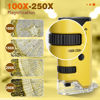 Picture of 100x-250x Mini Pocket Microscope for Kids Adults, Protable Handheld Microscope with 5 Microscope Slides, Phone Adapter, Miniscope Portable Microscope Kit for Kids Adults Science Lab Education, Yellow