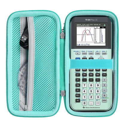 Picture of Khanka Hard Travel Case Replacement for Texas Instruments TI-83 Plus/TI-84 Plus/TI-84 Plus CE Color Graphing Calculator, Case Only (Mint)