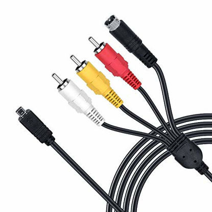 Picture of 5 Feet AV A/V Audio Video TV-Out Cable Cord for Sony Camcorder Handycam DCR-HC28/e DCR-SX85/v/e/l SX85/b/r and More Models