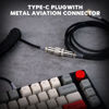 Picture of EPOMAKER Mix 1.8m Coiled Keyboard Cable, USB C to USB A TPU Cable for Mechanical Gaming Keyboard, with Detachable Metal Aviator for Custom Keyboard, Black