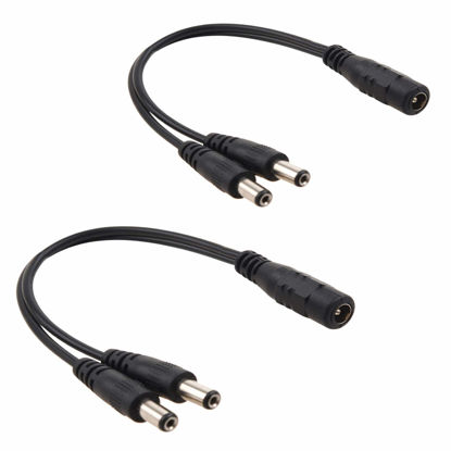 Picture of ISEEUSEE DC 2 Way Power Splitter, 1 Female to 2 Male Power Adapter Y Splitter 5.5 x 2.1mm Cable 12V 1 to 2 Plug for CCTV/DVR NVR Security Camera/LED Strip Light - 2Pack