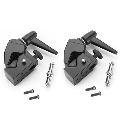 Picture of PHOCUS Super Clamp with 5/8" Stud, 2.1" Jaw Grip, Max Load 33 lb, for Photography Studio Camera Lighting Mounting (2 Pack)