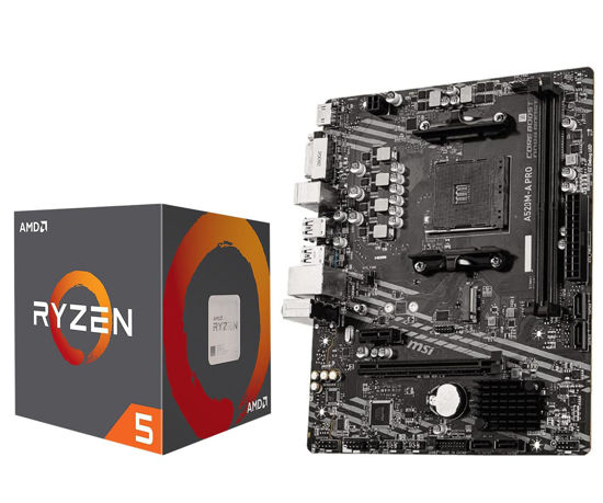 Picture of INLAND AMD Ryzen 5 5500 Unlocked Desktop Processor with MSI A520M-A PRO Gaming Motherboard (AMD AM4, DDR4, PCIe 4.0, Micro-ATX),