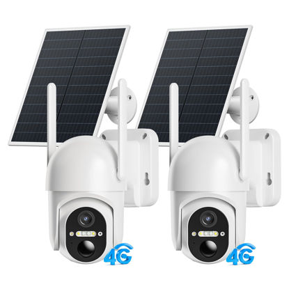 Picture of ELYSOO 4G LTE Cellular Security Cameras Outdoor, 2 Pack No WiFi Security Camera Solar Powered with 360° View, 2K Color Night Vision, Includes SIM Card(Support Verizon/AT&T/T-Mobile)