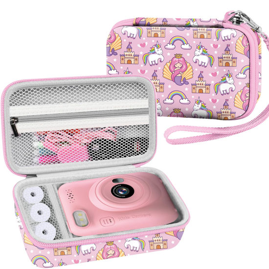 Picture of Leayjeen Kids Camera Case Compatible with Dylanto/GKTZ/HiMont/CAMCLID/ESOXOFFORE Kids Instant Print Camera,for Film Camera Storage Christmas Gifts and Birthday Gifts for Kids -Pink Unicorn（Case Only）