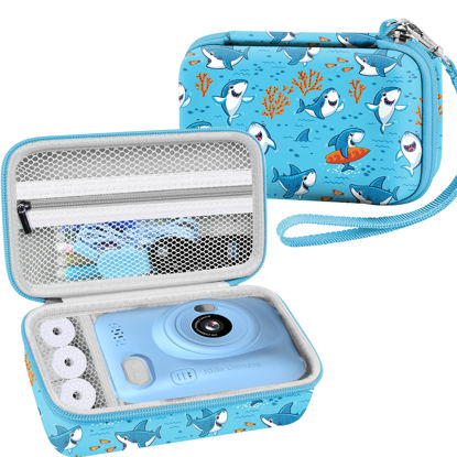 Picture of Leayjeen Kids Camera Case Compatible with Gofunly/Aasonida/CAMCLID/LETSHAHA Kids Instant Print Camera, Kids Instant Camera for 1080P Printed Photos,Birthday Gifts for Kids-Blue Sharks(Case Only)