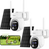 Picture of TIEJUS Dual Lens Security Cameras Wireless Outdoor 2Packs, 360° PTZ Solar Cameras for Home Security Outside, 2K WiFi Battery Powered Surveillance Camera Color Night Vision, Motion Alarm [10X Zoom]