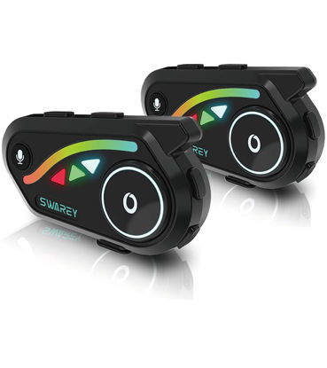 Picture of Motorcycle Bluetooth Intercom V8 5.2 with FM and Music Sharing Helmet Headset IP67 Noise Cancelling DSP&CVC HiFi Stereo Pair 1000M Communication System
