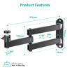 Picture of WALI Foldable Projector Wall Mount Universal Adjustable Wall Projector Mount Aluminum Alloy Projectors Stand,1/4" M4 M6 Screw Size,(1330LM-PM), Black