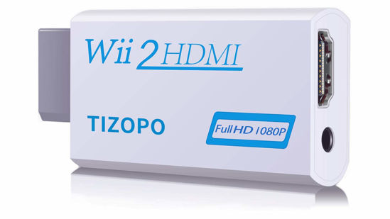 Picture of TIZOPO Wii to HDMI Converter,Wii HDMI Adapter Output Video Audio HDMI Converter 1080P，with 3,5mm Audio Jack&HDMI Output Compatible with Wii, Wii U, HDTV, Supports All Wii Display Modes 720P, NTSC