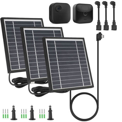 Picture of iTODOS 3 Pack Solar Panel Compatible with Blink Outdoor 4 (4th Gen)/Blink Outdoor (3rd Gen) XT3 and Blink XT/XT2 Camera,11.8Ft Outdoor Power Cable and Adjustable Mount,Aluminum Alloy Sturdy(Black)